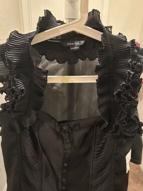 Paper Tee Black Ruffled Blouse